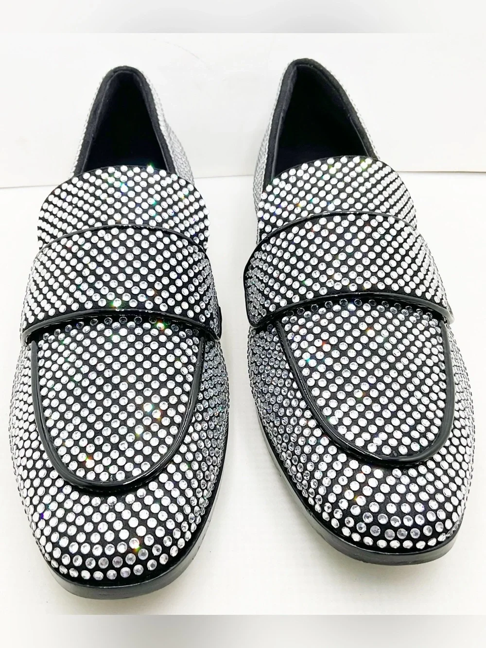 {Jeffery Campbell} Velvit-JL Black-Clear Rhinestone Loafers